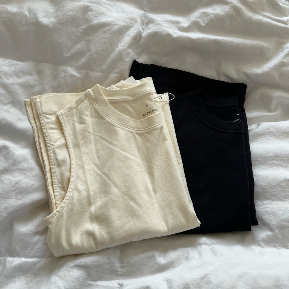 Everlane The Weekend Tank Dress Black + Canvas Set - Picture 6 of 7